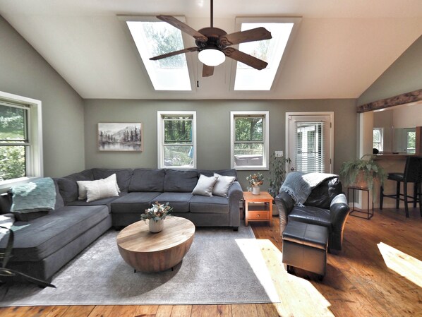 Smart TV, fireplace, video games, books