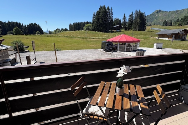 magnifique vue du balcon sur les montagnes