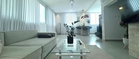 Smart TV, DVD player, music library, stereo