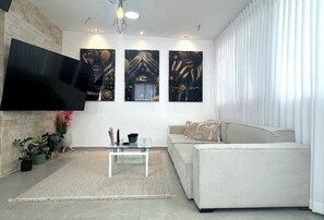 Smart TV, DVD player, music library, stereo