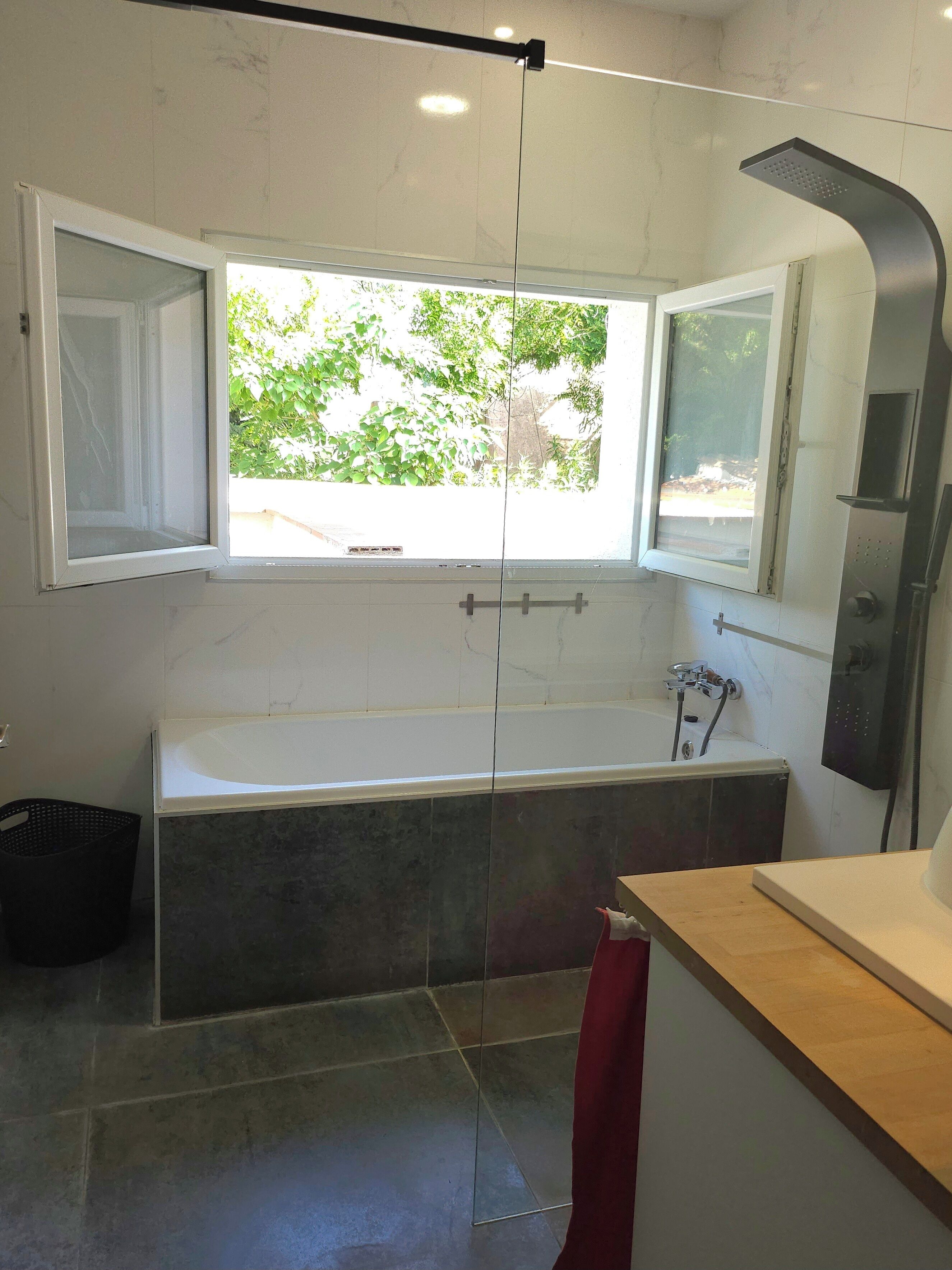 Shower, soap, toilet paper