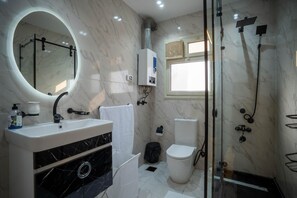 Regadera, amenidades de baño gratuitas, secadora de cabello, toallas 