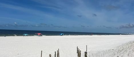 Beach nearby, sun loungers