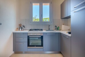 Kühlschrank, Ofen, Herdplatte, Kochgeschirr/Geschirr/Besteck