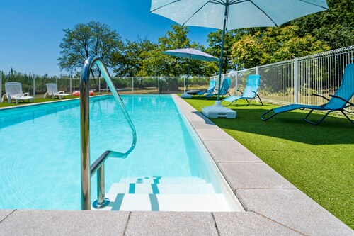 'Les Pins - Domaine Des Landes' with Shared Pool, Private Covered Terrace and Shared Garden