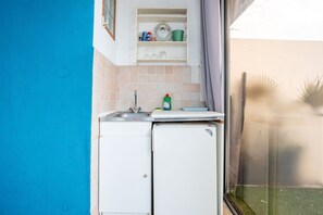 Fridge, stovetop, cookware/dishes/utensils, spices
