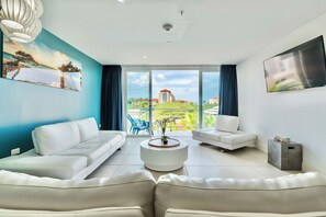 Exclusive Condo, 3 Bedrooms, Beachside | Living area - Las Islas Condominiums (Noord)