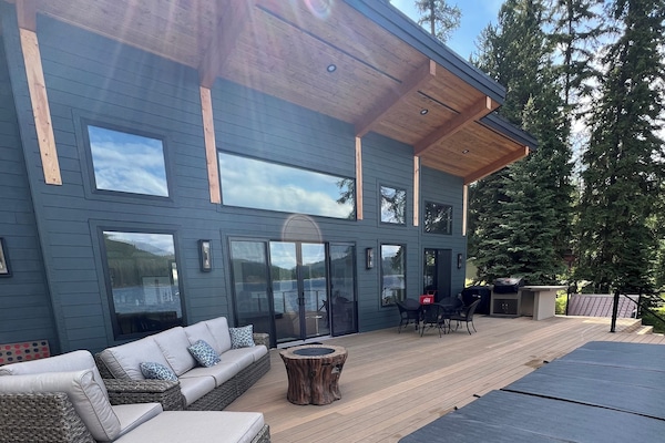 Deck with swim spa and outdoor couch