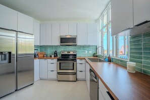 Microwave, oven, stovetop, dishwasher