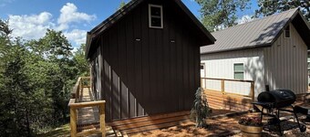 Camptown Cabin Lake front walkdown to water with firepit