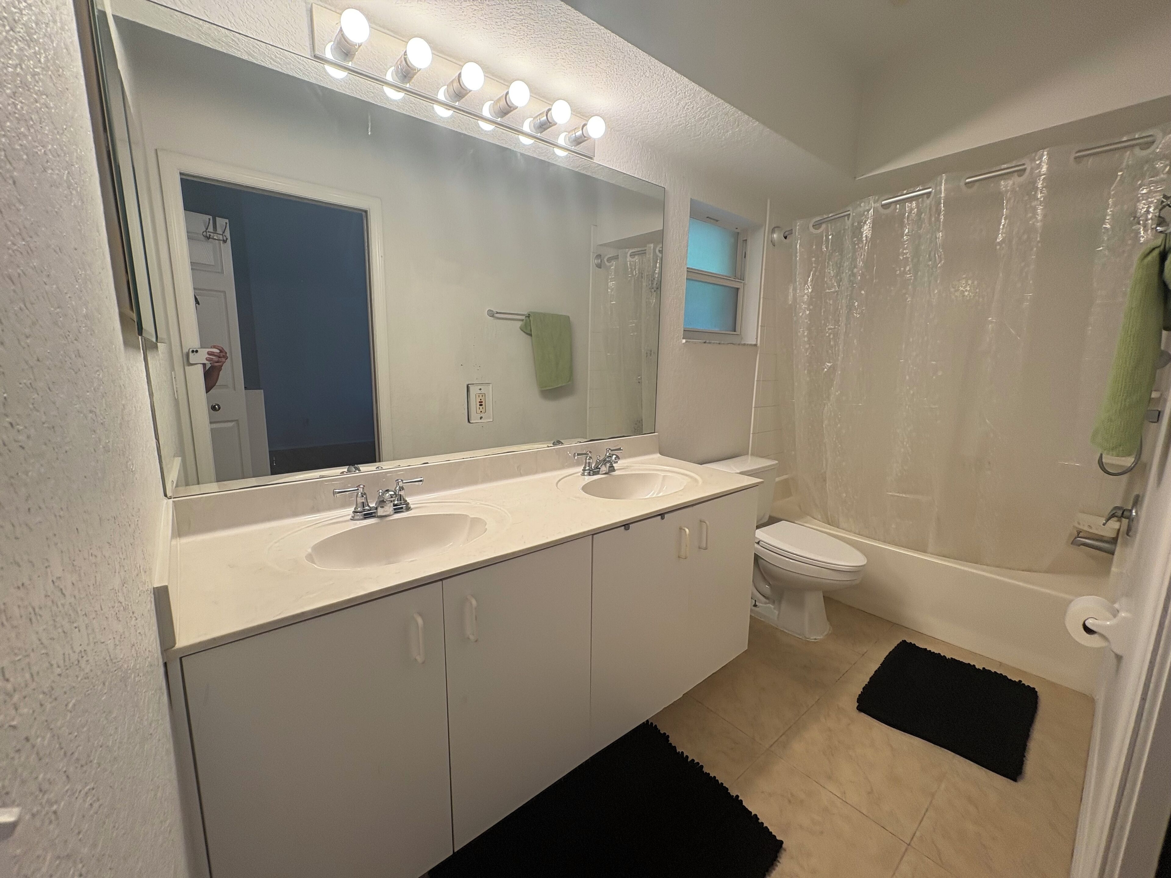 Hair dryer, towels, toilet paper