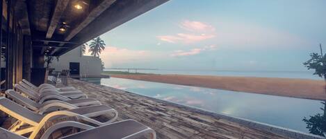 Outdoor pool, sun loungers