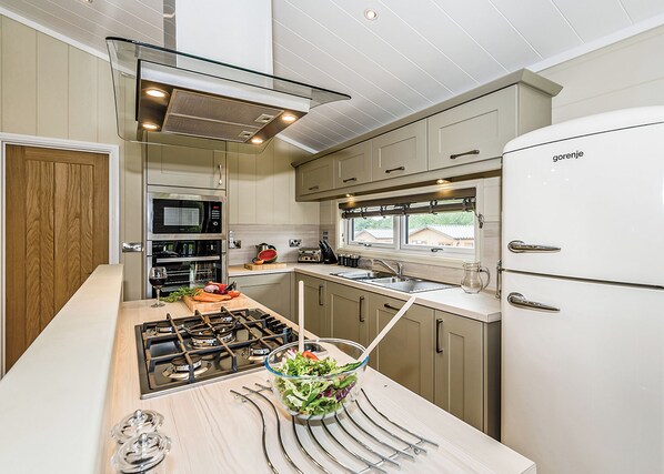 Fridge, oven, stovetop, dishwasher