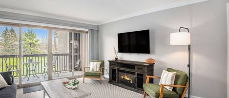 TV, fireplace, offices