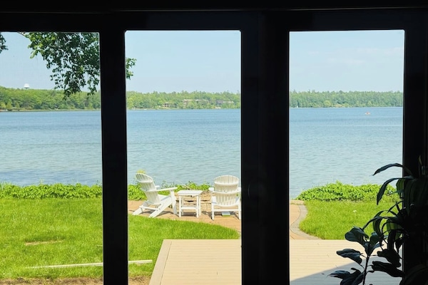 Lake view and walkout from master bedroom