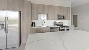 Fridge, dining tables