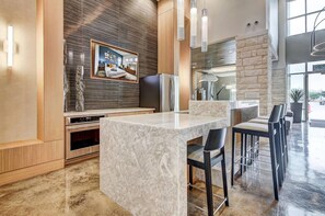 Fridge, dining tables