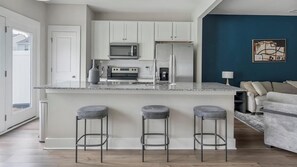 Fridge, dining tables