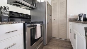 Fridge, dining tables