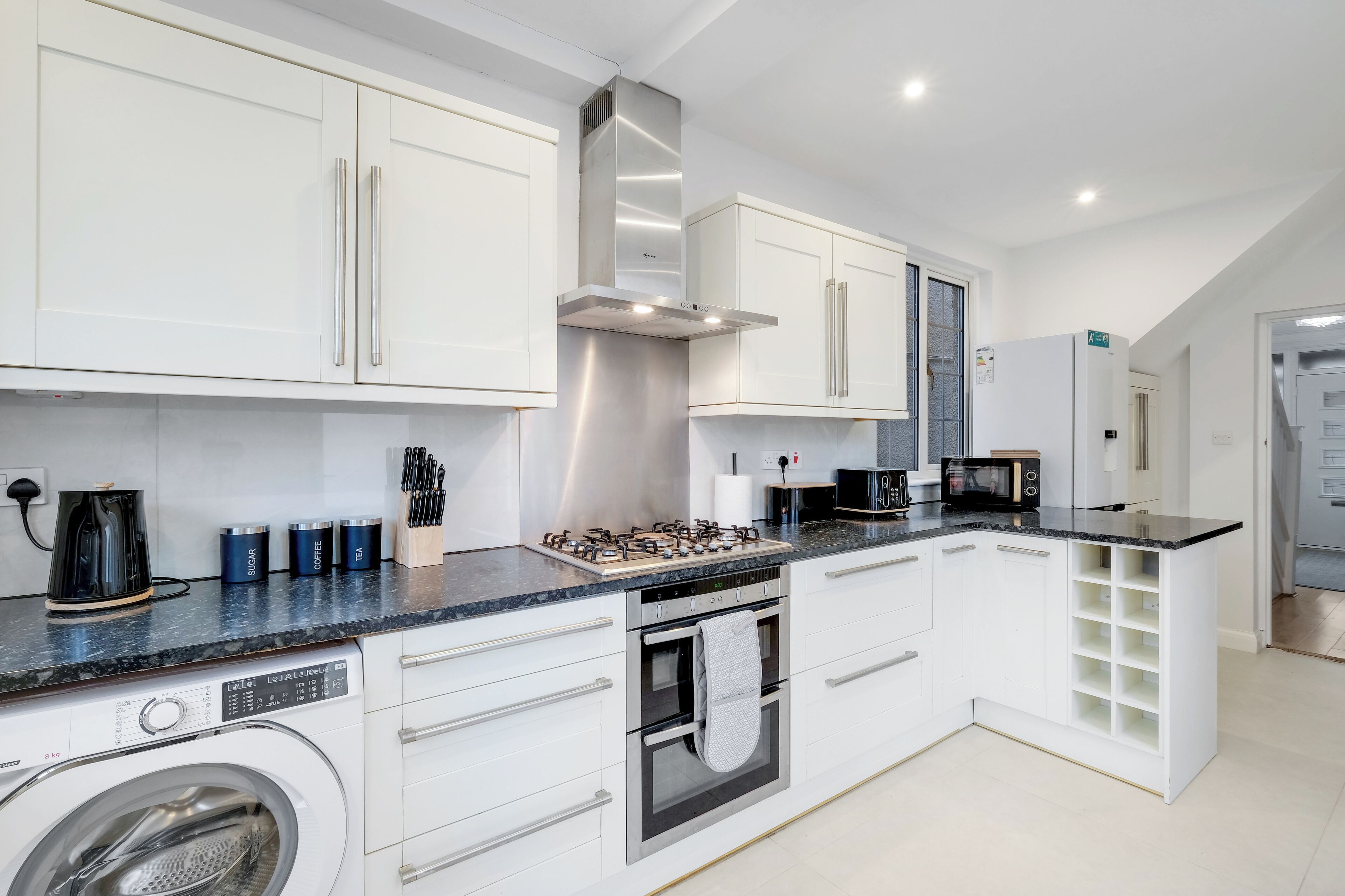 Microwave, oven, stovetop, dishwasher