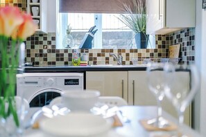 Fridge, microwave, oven, toaster