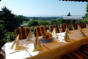 Outdoor banquet area