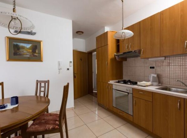 Fridge, oven, stovetop, cookware/dishes/utensils