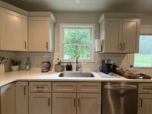 Fridge, microwave, oven, dishwasher