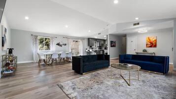 TV, fireplace, foosball