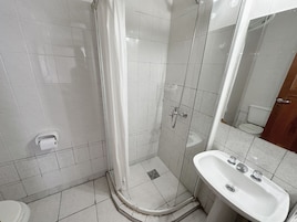 Ducha, toallas, jabón, shampoo