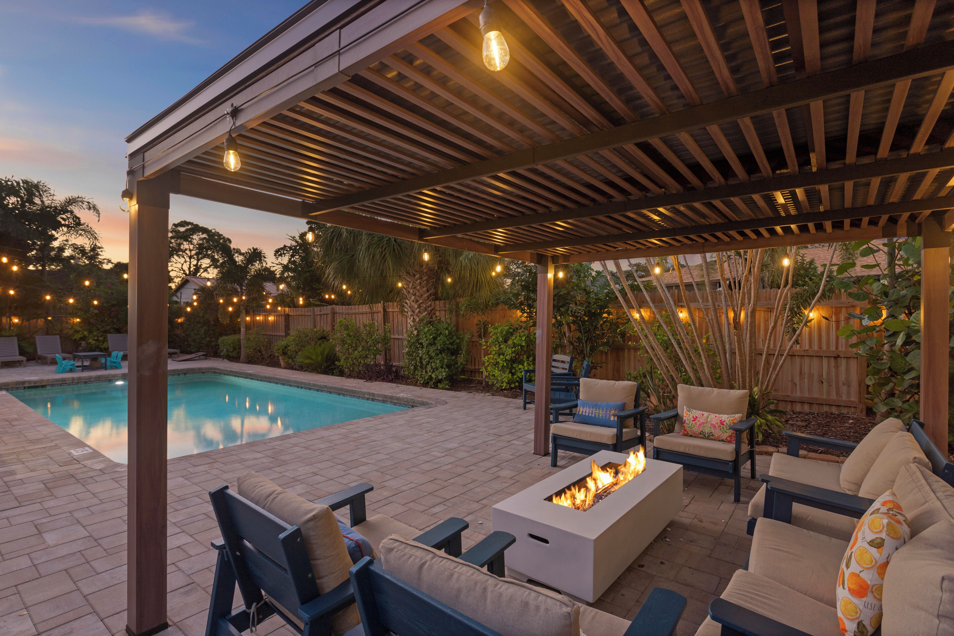 Enjoy conversation under the stars while you sit around the firepit.