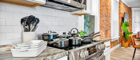 Microwave, oven, stovetop, dishwasher