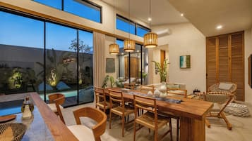 Luxury Villa, Patio, Pool View | Dining room