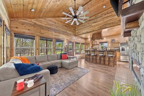 TV connectée, cheminée, chaîne hi-fi