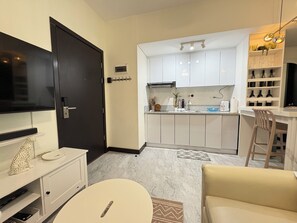 Interior - Luxurious, modern 1-bedroom condo in serene Makati City with WiFi, AC, Fans. (Makati City)