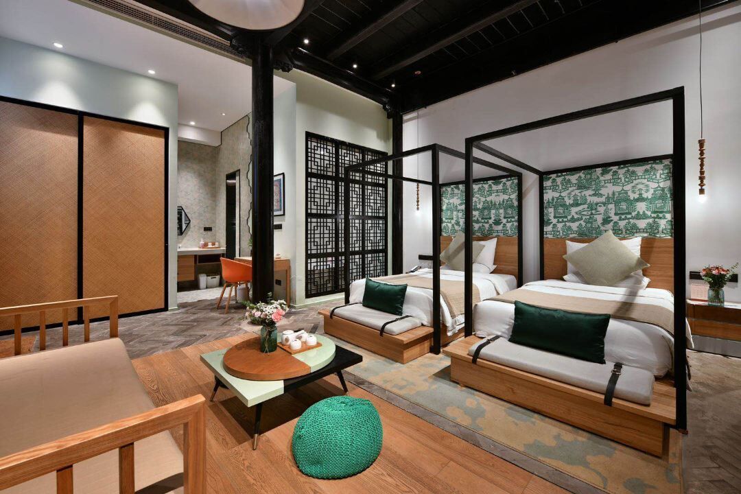 家庭双床房, 花园景观 | 办公桌、免费 WiFi