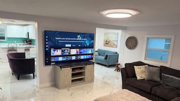 Smart TV, foosball, table tennis, books