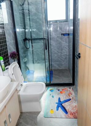 Ducha, secador de pelo, bidet, toallas