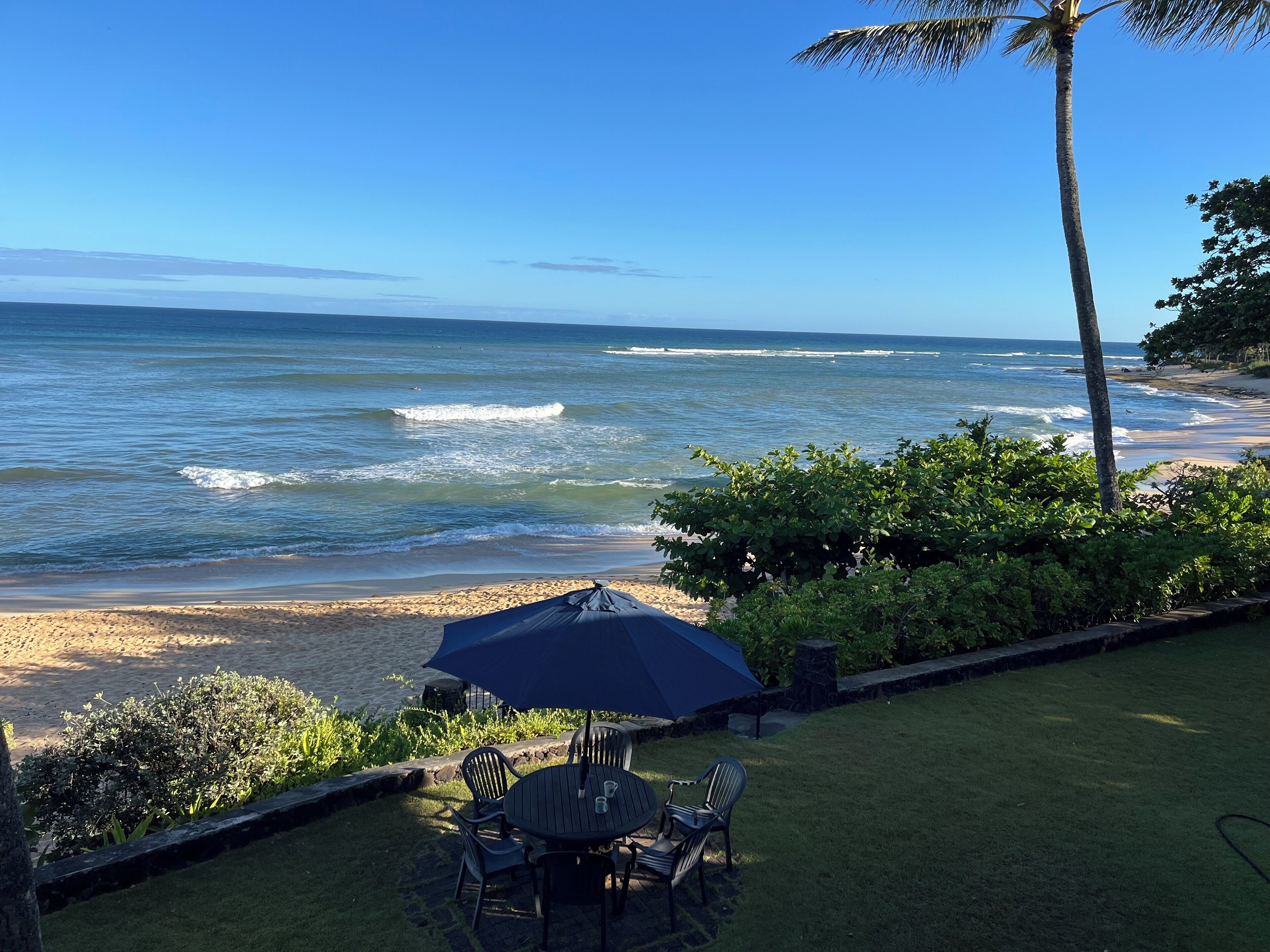 On the beach, sun loungers, beach towels
