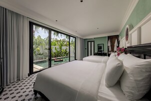 Luxury Quadruple Room, Private Pool | Minibar, in-room safe, desk, laptop workspace