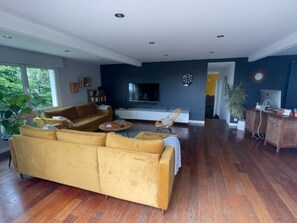 Smart TV, DVD player, books, music library