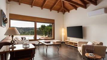 別墅, 泳池景觀 | 客廳 | 45-吋智慧型電視、衛星頻道、壁爐、串流服務