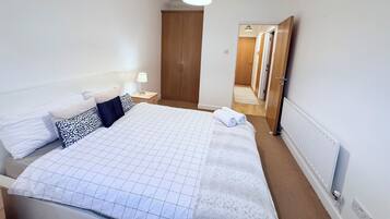 1 bedroom, desk, iron/ironing board, travel cot