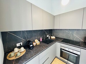 Deluxe Studio, Balcony | Private kitchen | Full-size fridge