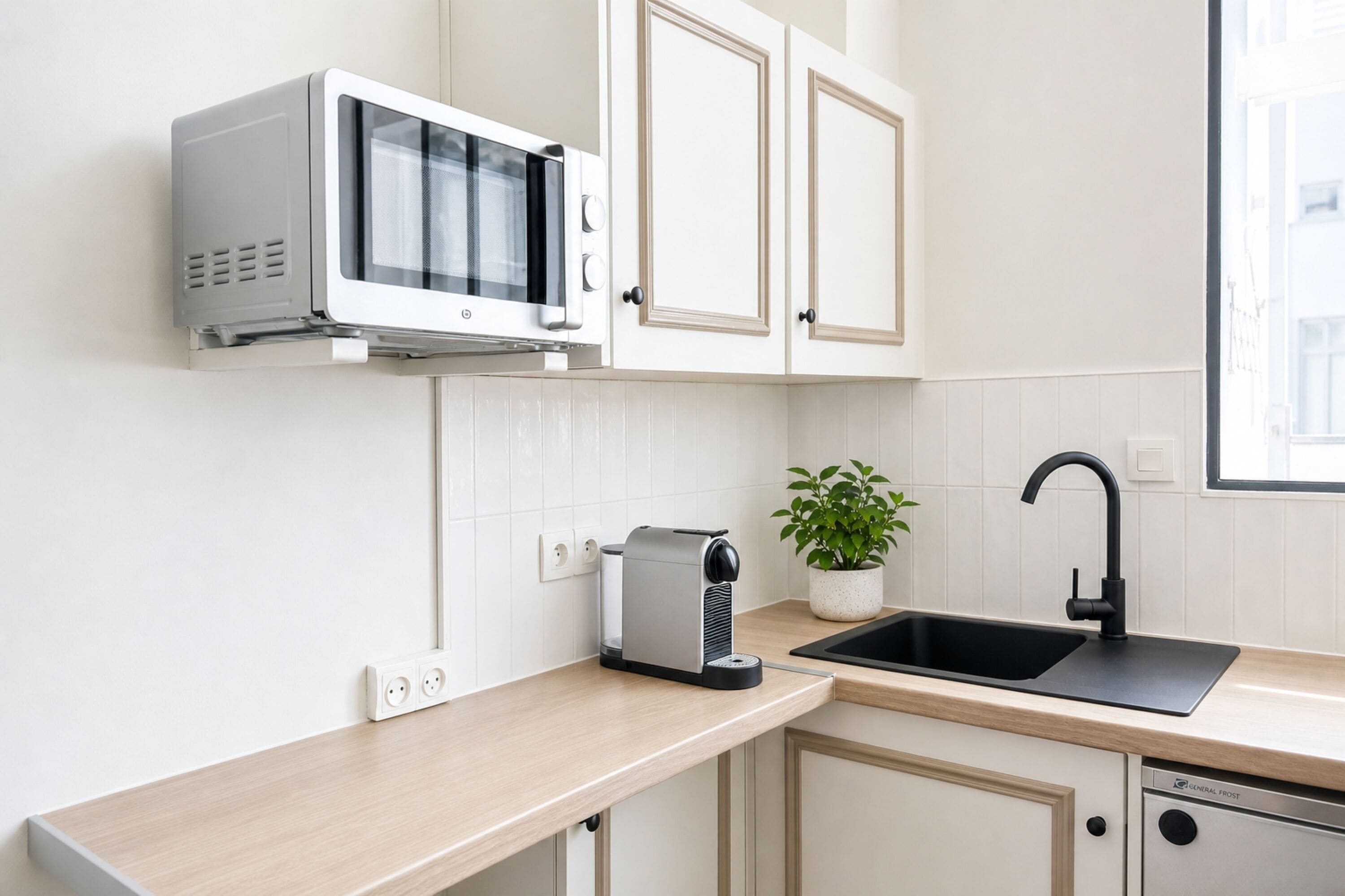 Appartamento Superior, non fumatori, vista cortile | Cucina privata | Mini-frigorifero, microonde, piano cottura, macchina per caffè espresso