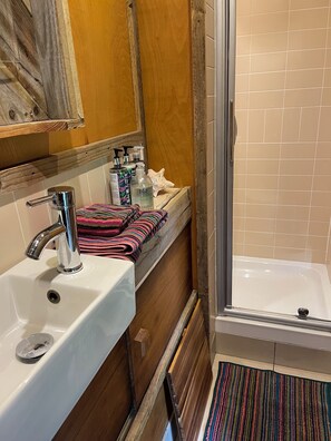 Eco-friendly toiletries, hair dryer, towels, soap