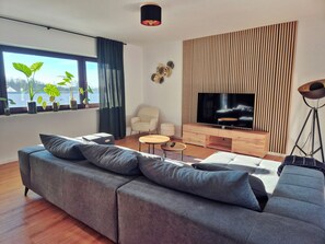 TV connectée, livres, chaîne hi-fi