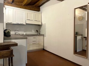 คลาสสิกอพาร์ทเมนท์, วิวเมือง | ครัวส่วนตัว | ตู้เย็นเล็ก, ไมโครเวฟ, เตาประกอบอาหาร, เครื่องครัว/จาน/ช้อนส้อม