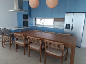 Fridge, microwave, oven, stovetop - Unic 4 bedrooms beach villa 
Big private pool 
Juccuzy 
Barrel sauna
Sea view (Perivolia)