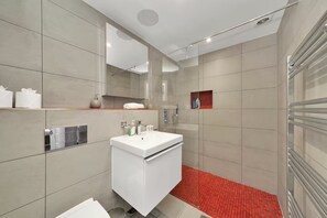 Dusche, Haartrockner, Handtücher